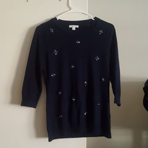 Embellished blue sweater